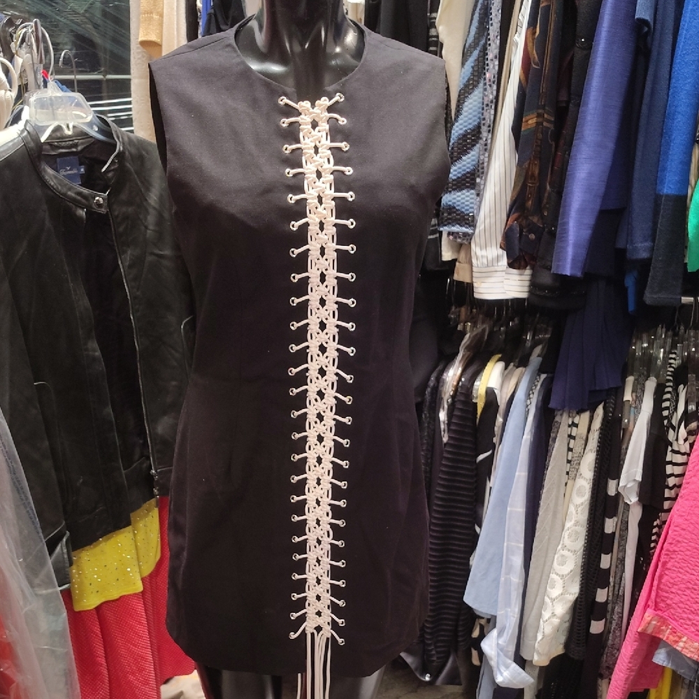 Black Lace-Up Mini Dress